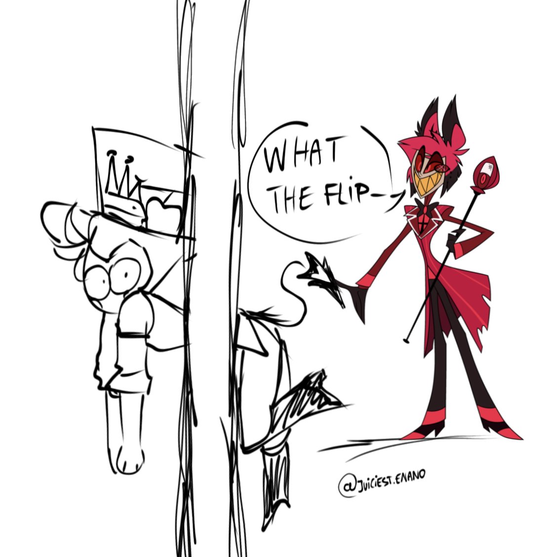 Stop asking for oiled and tied up Lucifer stuck in the wall begging and crying for Alastor to 'help him out' EKHEM-- by banging him- 🗿 

#radioapple #radioapplensfw #appleradio #LuciferMorningstar #lucifer #LuciferxAlastor #Alastor #HazbinHotelLucifer #alastorhazbinhotel