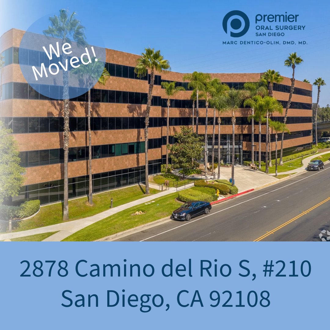 We have moved...   2878 Camino del Rio S, #210, San Diego, CA 92108 
Please visit us at our new location!  #Moved #NewLocation #PremierOralSurgery #SanDiegoOralSurgeon