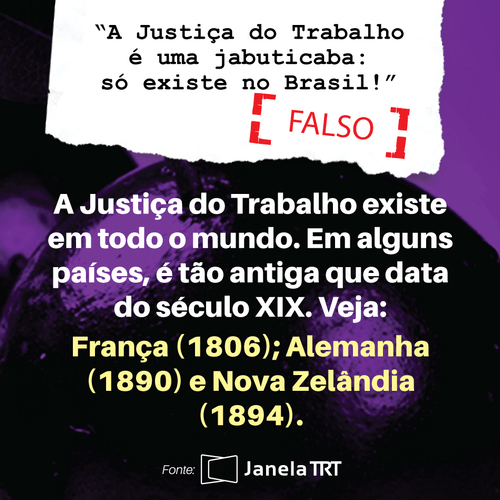 'A Justiça do Trabalho é uma jabuticaba:  só existe no Brasil!'

[FALSO]

#Opentobusiness #OSMAccounting #OSMAuditing #OSMFinancial #OSMManagement #OSMTax #OSMCost #OSMParalegal #OSMBPO #OSMBI