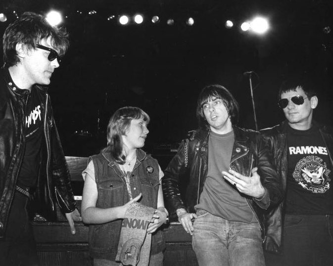 Ramones were visited by President Jimmy Carter’s daughter, Amy, during their soundcheck before a performance at the Agora Ballroom in April 1983.  Photo courtesy of Georgia State University
