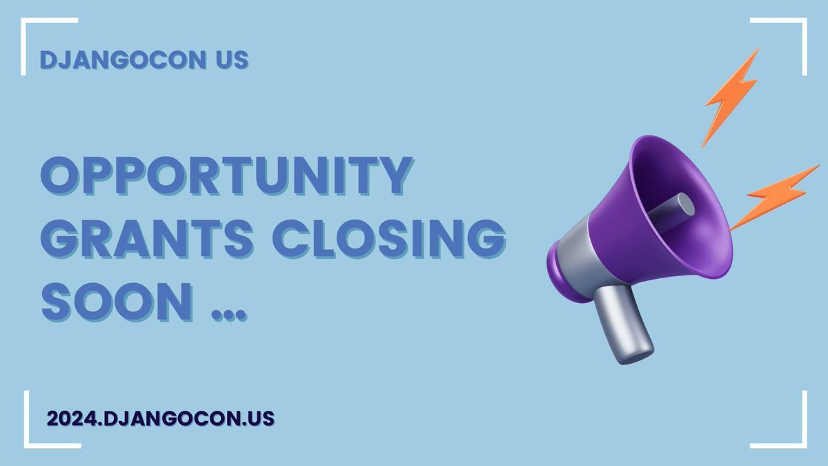 Hurry up and submit your Opportunity Grant applications for DjangoCon US 2024 before it's too late! Don't miss out on this chance! 2024.djangocon.us/opportunity-gr…