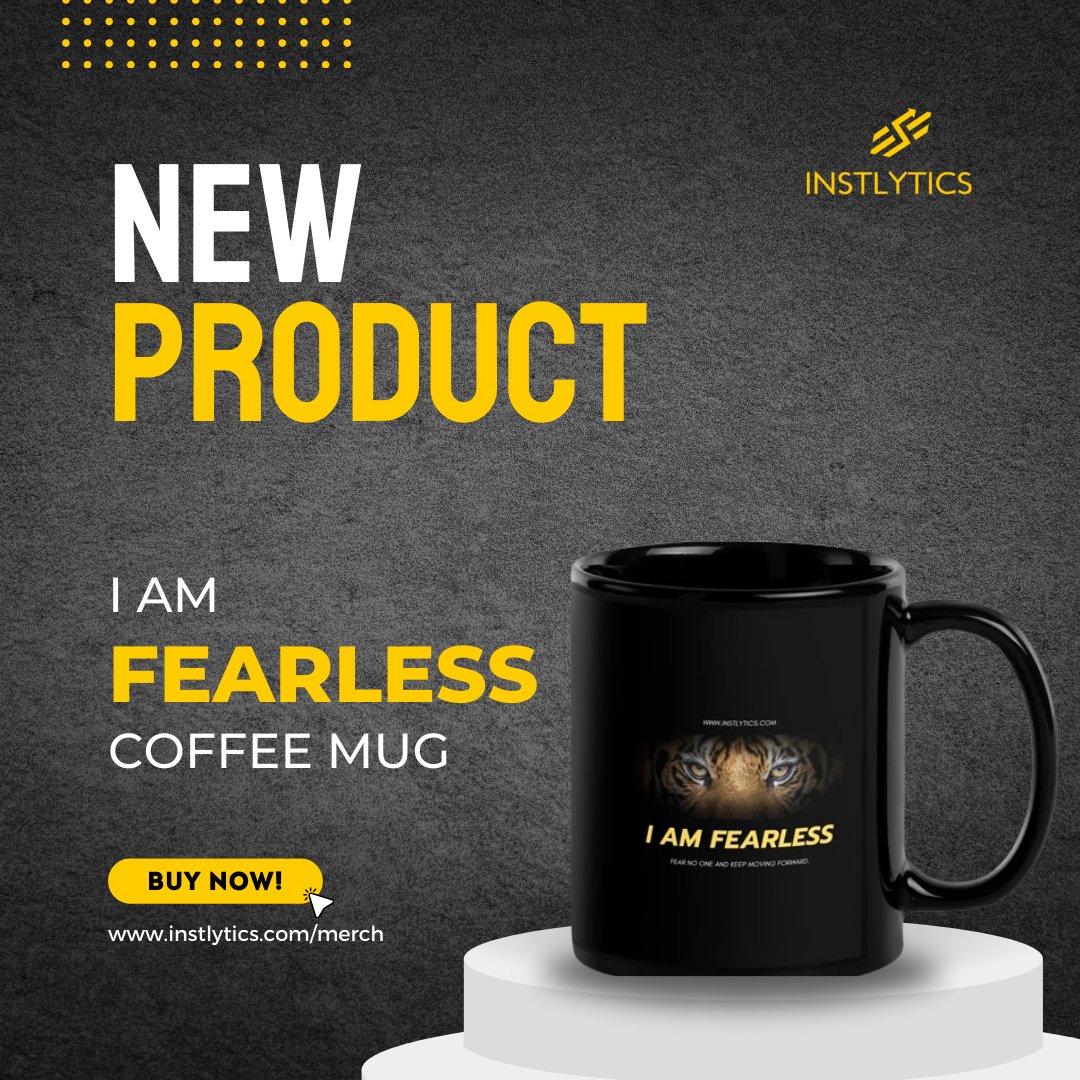 Start your day fearlessly with our 'I AM FEARLESS' coffee mug! ☕️💪 Embrace your inner strength with every sip. Get yours for just $10.00 USD and conquer the day! #Fearless #Empowerment #CoffeeLovers #MorningMotivation #OwnYourPower instlytics.com/merch