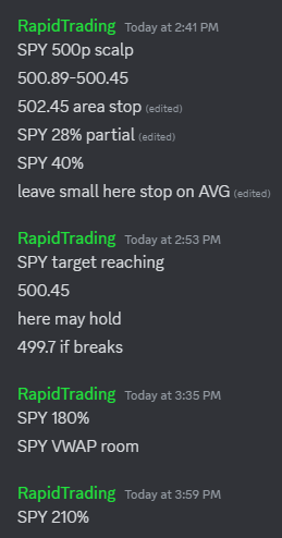 Afternoon Session:

$SPY 498c 540%
$SPY 500c 478%
$SPY 50c roll 35%
$SPY 500p 180%
$JPM 190c 150%
$GS 420c 280%

Fantastic Market $SPY bounce play as we have been waiting for.  I think next bigger even to see If marlet can hold will be #PCI data and #GDP. Give us a try if you
