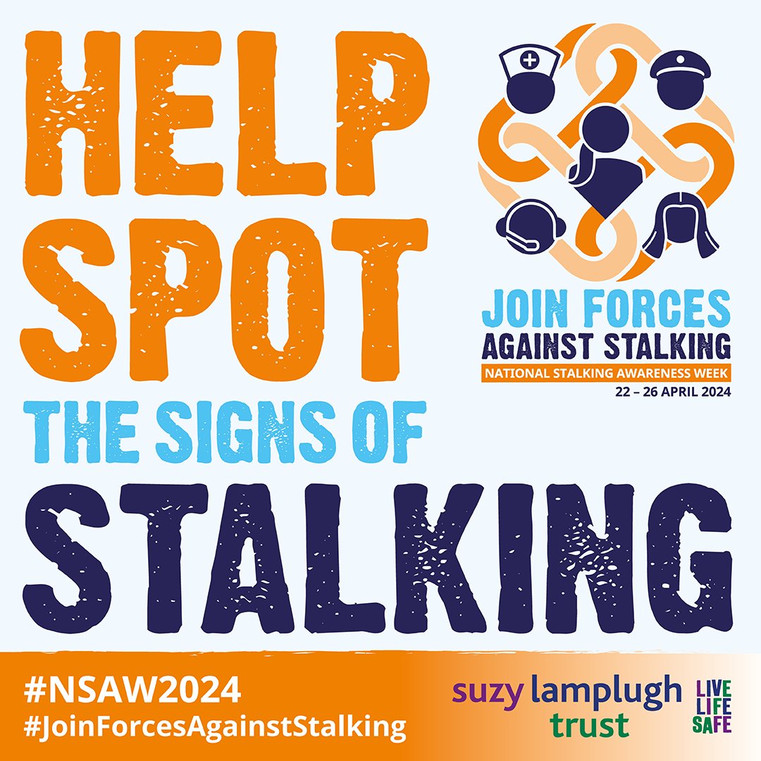 #NSAW24 #StandingAgainstStalking Stalking follows the pattern of FOUR – fixated, obsessed, unwanted and repeated. Spot the signs and report it. Stop Domestic Abuse: orlo.uk/5pW9g More info: orlo.uk/9SnGE