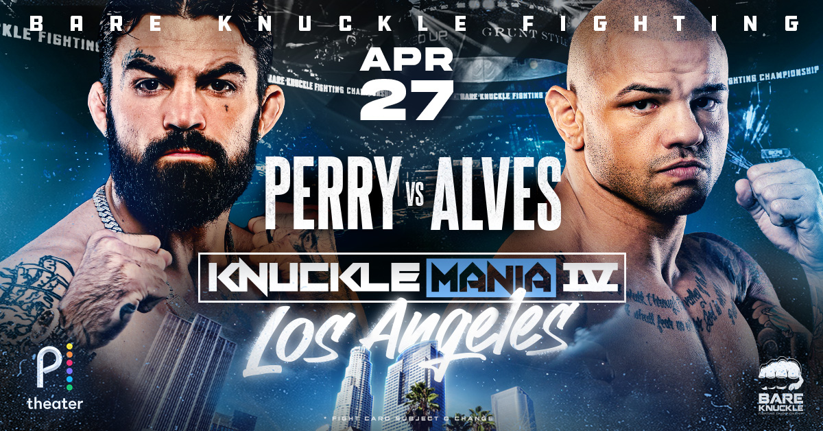Don't miss out on KnuckleMania IV's Main Event! 💥 Mike Perry will face former BKFC Middleweight Champion Thiago Alves this Saturday, April 27th 🎟️ Limited tickets left at: pckthr.la/bkf24tw