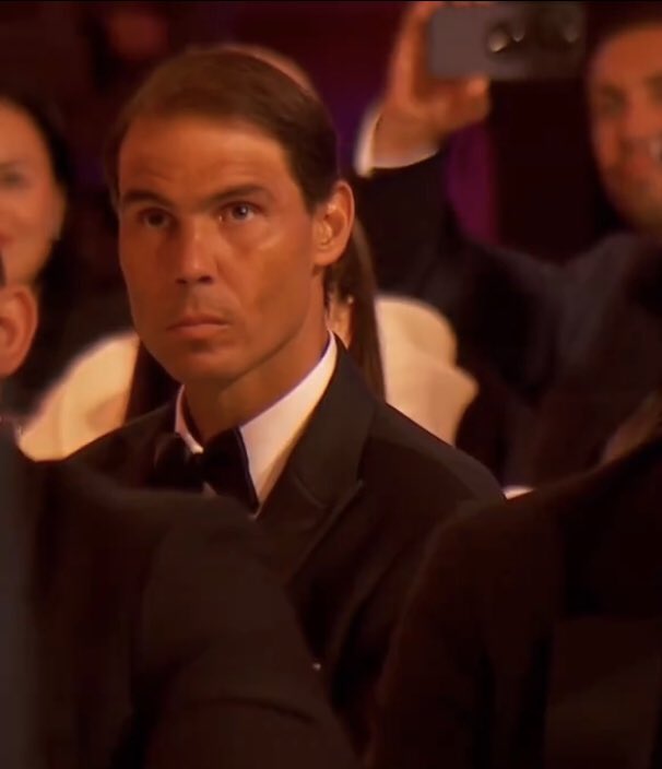 This was Nadal's reaction when Novak Djokovic accepted his Laureus trophy.

Look how happy he is.