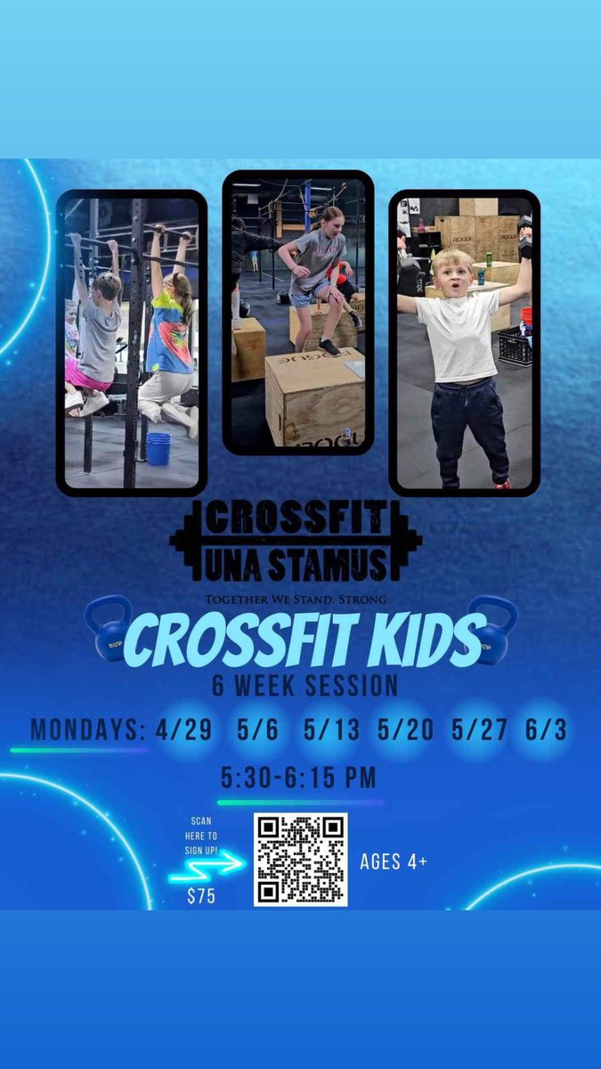CrossFit Kids! Mondays 5:30 starting 4/29! forms.gle/oE5d3Yuoua6DLu…
#strengthandconditioning #weightliftingforyouth #sports #sportsprep #safeandhealthy #healthyhabits #fitnessforlife #functionaltraining #crossfit #crossfitkids #developmentalfitness #kids #fitness #activekids #move