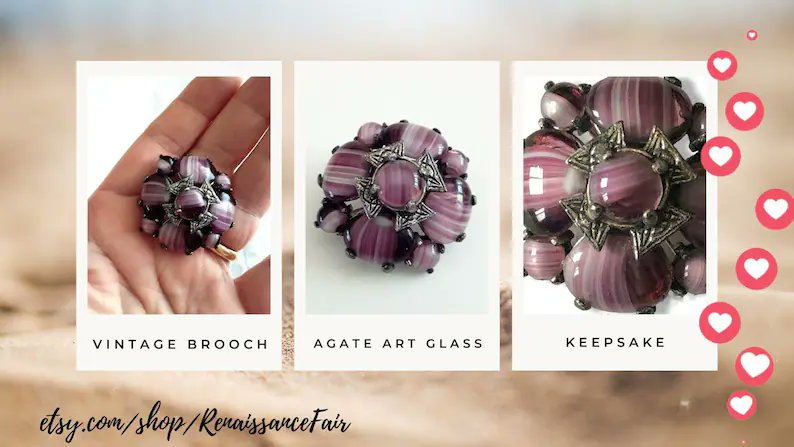 etsy.com/listing/170514…
#brooch #pin #vintage #petite #glassagate #artglass #purple #cabochons #striations #Czech #ArtDeco #domed #layered #giftforher #keepsake #Porphyry #German #fauxAgate