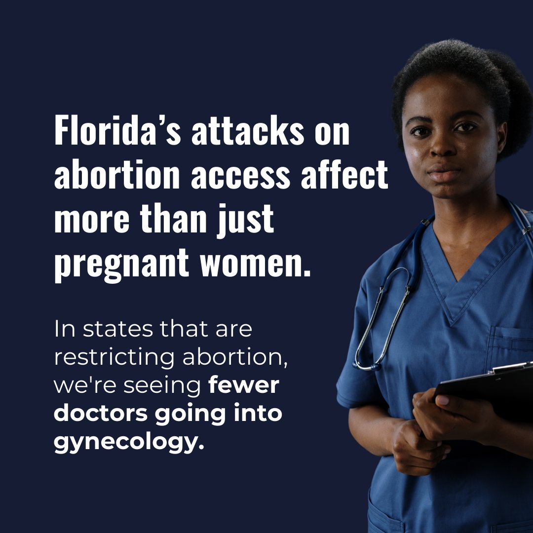 yes4florida's tweet photo. Doctors say restrictive abortion bans have led to fewer doctors going into gynecology, and they suspect that could continue once Florida's six-week abortion ban goes into effect. 

Read more: https://t.co/zvAsOOPvCW https://t.co/uHFdIV1gt8