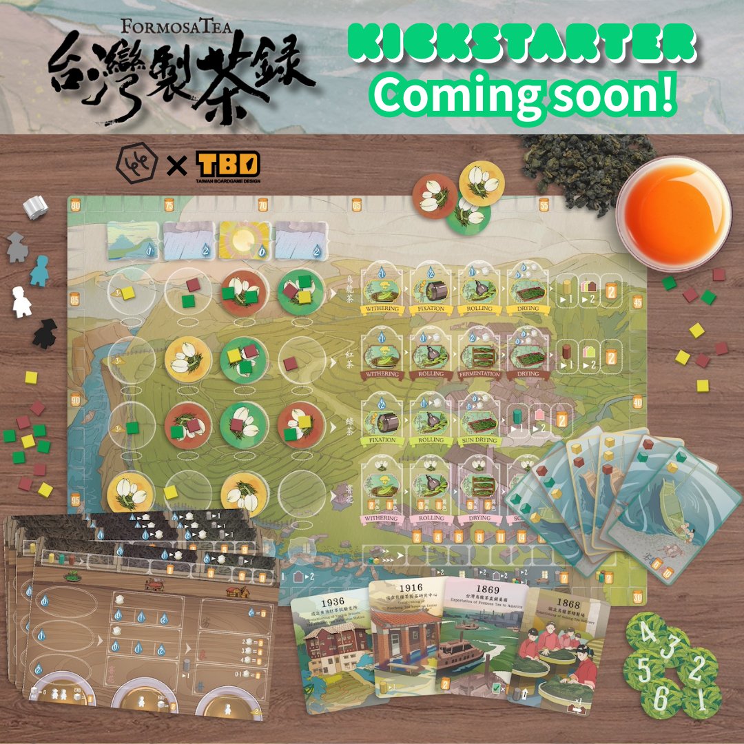 What defines an "EURO GAME"? 
A big game board? A dozen meeples? A bunch of wooden cubes? A deck of contract cards? A pile of cardboard tokens?
In addition to all the above, if there is a smoothly interwoven THEME, that must be even better, right?
#Kickstarter #FormosaTea
