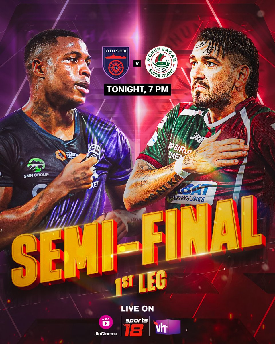 The #ISL10 League Shield winners take on the Juggernauts in the Semi-Final 🥳 Watch LIVE action from the 1st Leg at the Kalinga stadium - 7 PM tonight, LIVE on #JioCinema, #Sports18 & #Vh1. #OFCMBSG #ISL #JioCinemaSports #ISLonJioCinema #ISLonSports18 #ISLonVh1