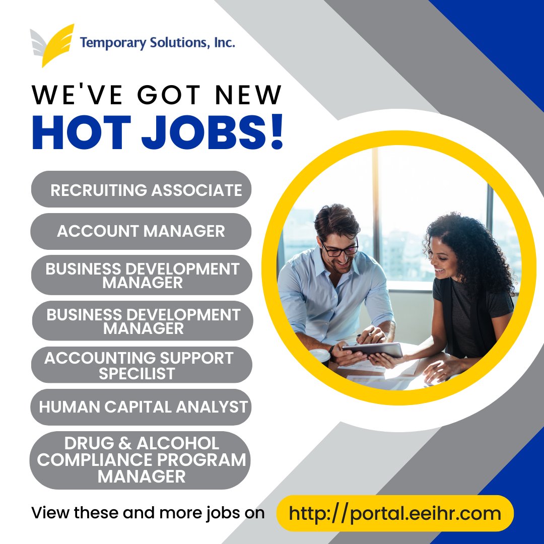 Check out our latest HOT JOBS—your next opportunity might be among them.

View all open positions on our job portal: portal.eeihr.com

#hotjobs #virginiajobs #vajobs #dcjobs #openpositions #nowhiring #jobseekers #JobPortal #CareerOpportunities #JobOpportunities!