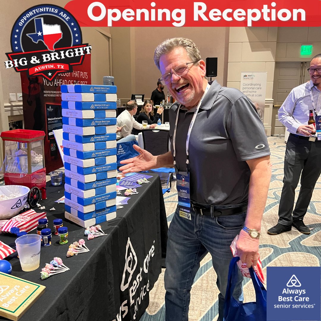 Always Best Care Macomb County Owner, Tom Isett, posed with a branded Jenga at the Always Best Care Conference Opening Reception! 

#BiggerAndBrighterInTexas #AlwaysBestCareConference #Austin #ATX #Conference #SeniorServices #IndustryNews