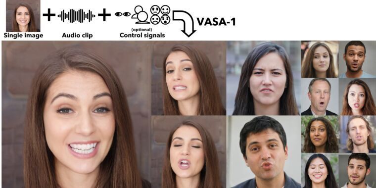 Microsoft’s VASA-1 can #deepfake a person with 1 photo & 1 audio track YouTube videos of 6K celebrities helped train #AI model to animate photos in real time buff.ly/443s3o1 @benjedwards @arstechnica #MachineLearning Cc @KirkDBorne @Ym78200 @Nicochan33 @Fabriziobustama