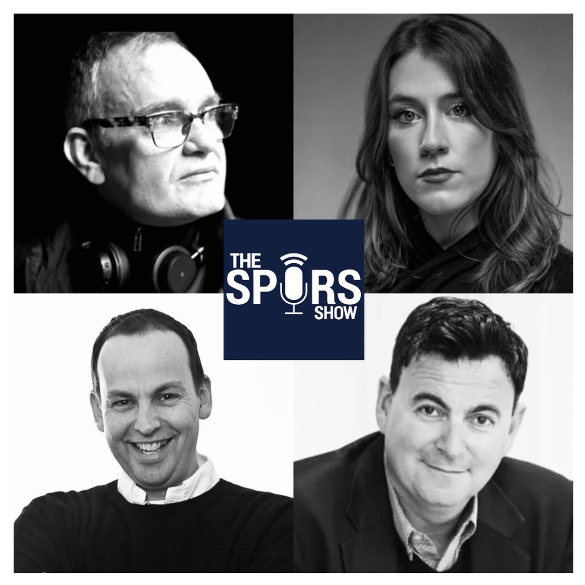 New @spursshow in the can looking forward to the North London showdown at the weekend (well… north v south London). Clockwise from top right @mariannaspring, Danny Fenton, @Coytey and yours truly. We’re all totally cool, calm, collected and sanguine 😬#COYS