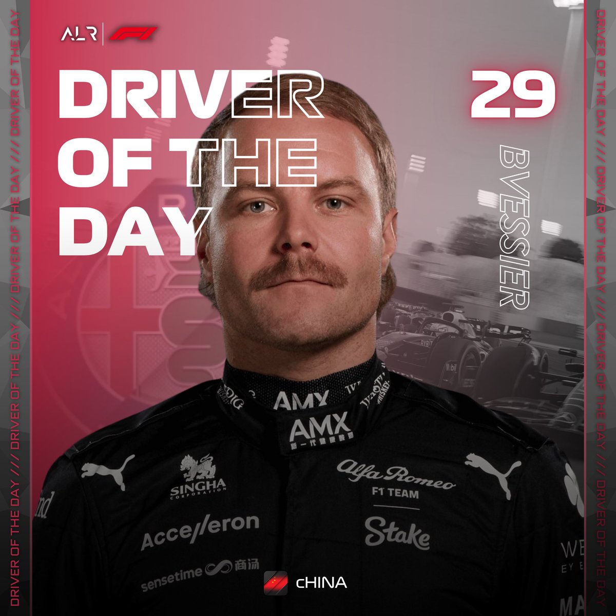 SILVER SEASON 7 🩶 

ROUND 14 - CHINA 🇨🇳 DOTD

@SylvainVessier claims a superb driver of the day in Shanghai! The Alfa Romeo driver secured big points for the team and battled on in the wet with dry tyres to get over the line 🏁!

#F1 #F123 #ALRF1