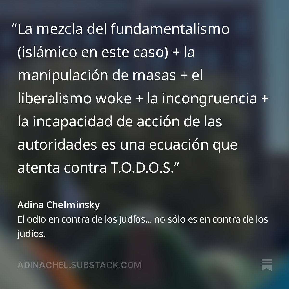 ¡Hey tu! Sí, tu: ¿No eres judío? ¿No tienes hijos estudiando en universidades estadounidenses? Aun así te TIENES que preocupar por lo que está pasando... y mucho open.substack.com/pub/adinachel/…