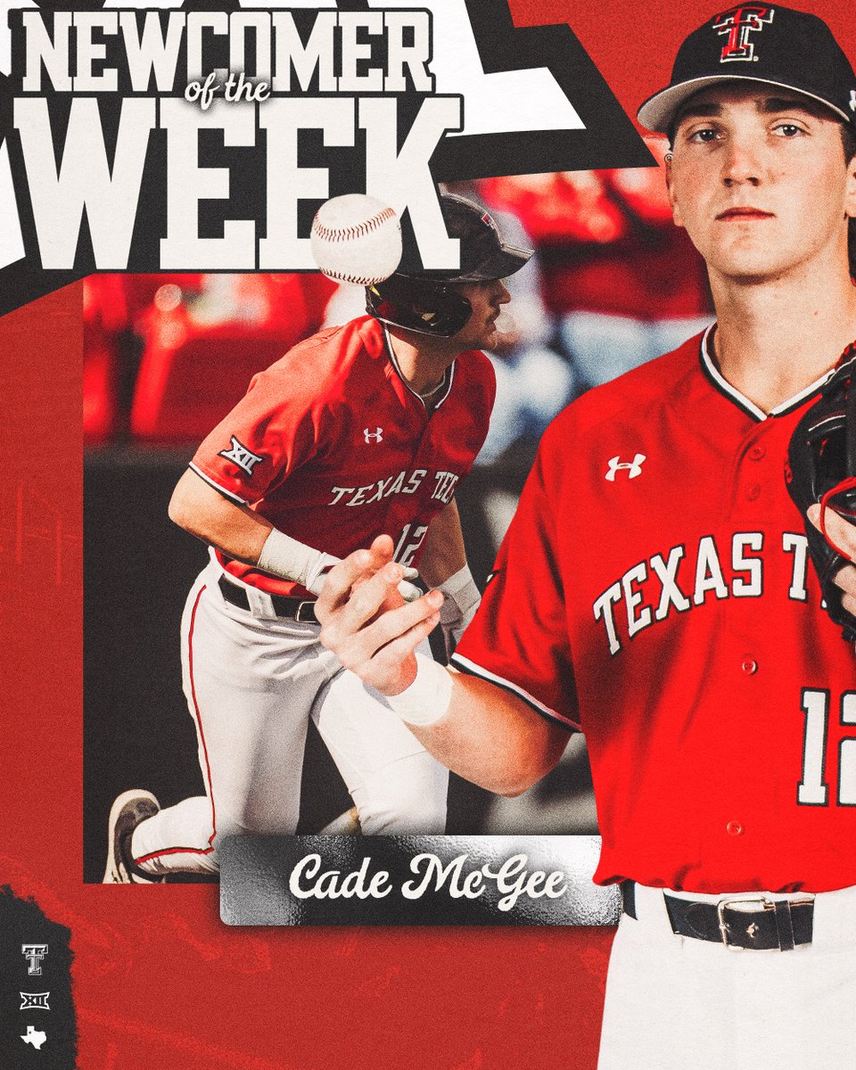 𝐆𝐞𝐭𝐭𝐢𝐧' 𝐒𝐢𝐥𝐥𝐲 🤪 After homering in four of five games and driving in nine, Cade McGee has been named @Big12Conference Newcomer of the Week! #WreckEm | @CadeMcGee12