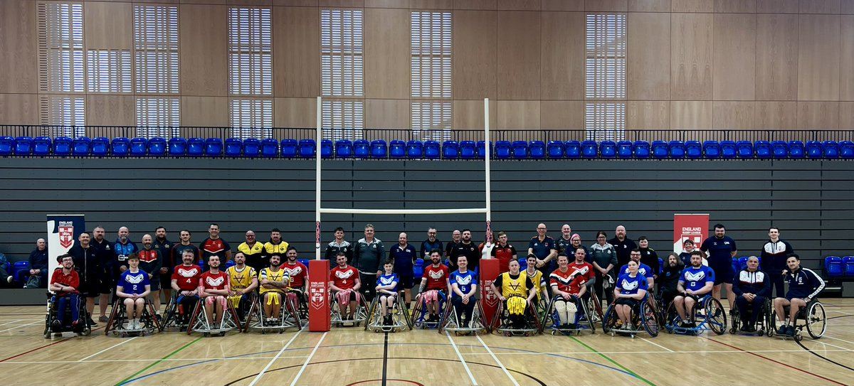 Yesterday marked an exciting evolution @England_RL Wheelchair as the 🏴󠁧󠁢󠁥󠁮󠁧󠁿 ♿️ National Development Program launched! Players & Coaches from 21 clubs & Match Officials engaged in the 1st session of our holistic mission to nurture talent throughout the sport #WheelchairRugbyLeague