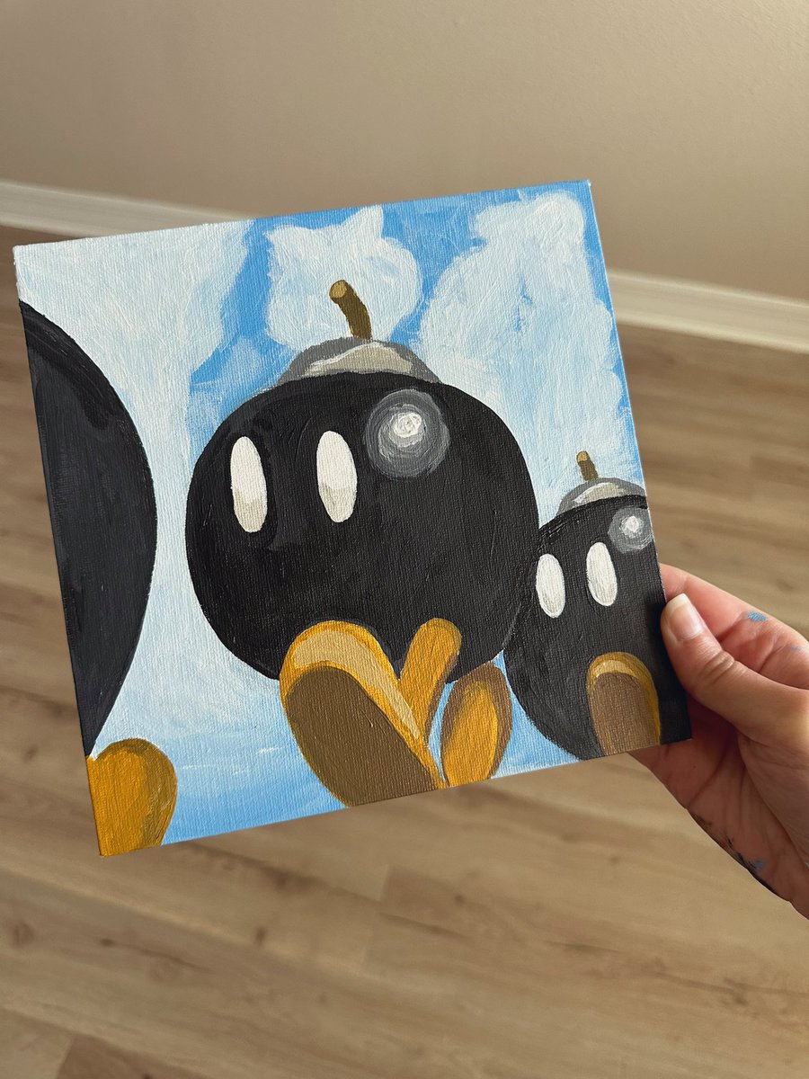 kristanovva's tweet photo. first level complete 🎨 (bob-omb battlefield 💣) 

working on a project of the paintings from super mario 64, one of my fav games. 

next is whomp’s fortress!!! 🗿 https://t.co/x1tbsOlwTN