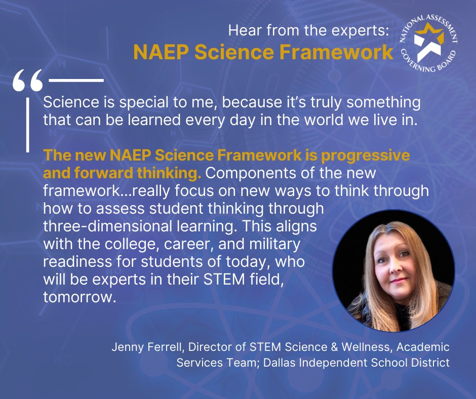 We began process of revising the #NAEP Science Framework 2+ years ago after seeking feedback from the public and consulting with experts in the field. The new framework will provide insight on how well students understand phenomena and solve real-world problems. #STEM #Science