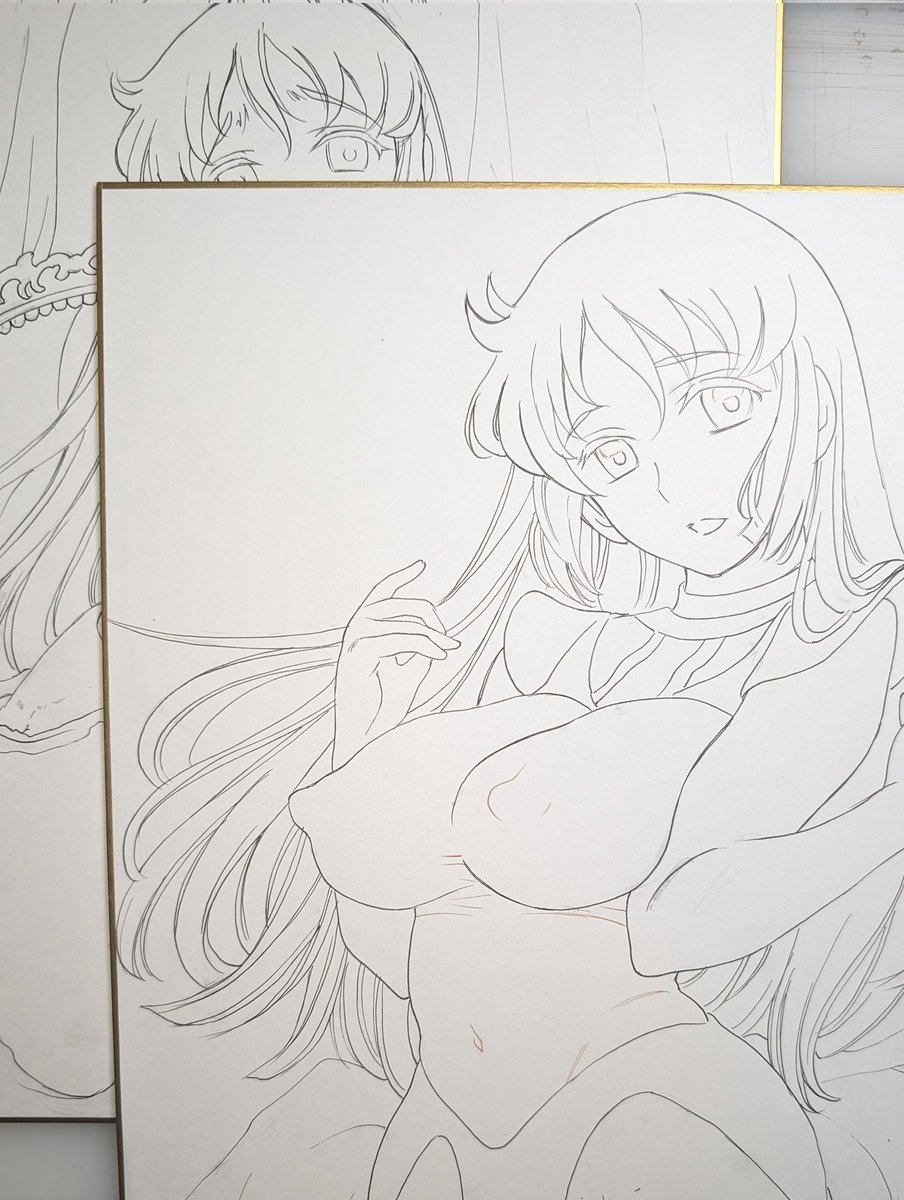 5月6日に開催される美少女パラダイスGWスペシャルにて頒布予定の色紙8、9枚目線画です。
明日は眼科検診で瞳孔開いて、夜半まで仕事にならないので、なるべく頑張らないと…ですっ😅💦💦
#美少女パラダイスGWスペシャル