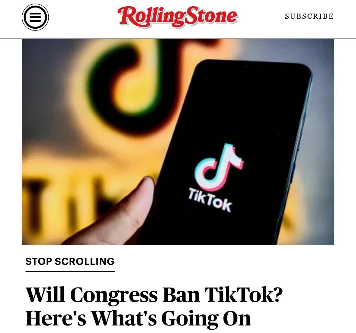 You may have heard that Congress is considering a bill that could result in the incredibly popular app being banned. Here are answers to some of your most burning questions about the potential ban. 🔗 rollingstone.com/politics/polit…
