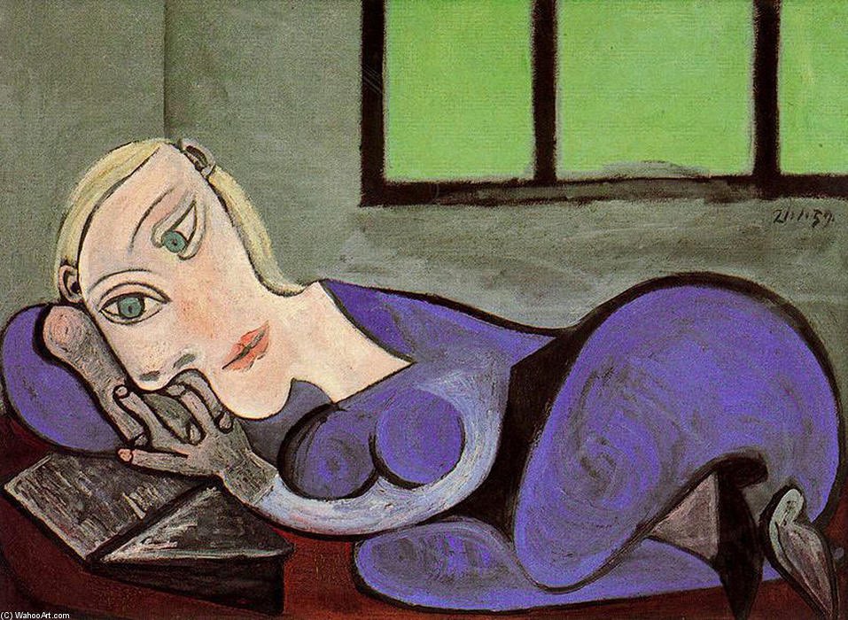 Bona nit 

Femme lisant couchée', #PabloPicasso 1939