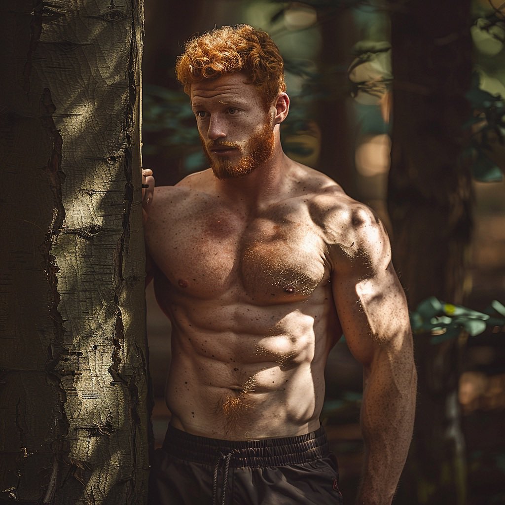 MotherExhausted's tweet photo. You’re walking through a forest… #AIart #gay #gingernation https://t.co/wQWxBXpMBR