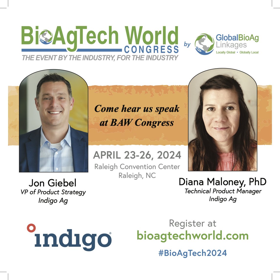 It's almost time for the BioAgTech World Congress in Raleigh, North Carolina! Come meet our experts and learn about the latest developments in biological products. Learn more about Indigo Ag's portfolio here: indigo.bz/4b0P1yR