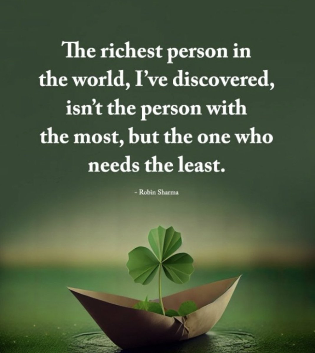The richest person in the world, I’ve discovered, isn’t the person with the most, but the one who needs the least 

#positive #mentalhealth #mindset #joytrain #successtrain #ThinkBIGSundayWithMarsha #thrivetogether