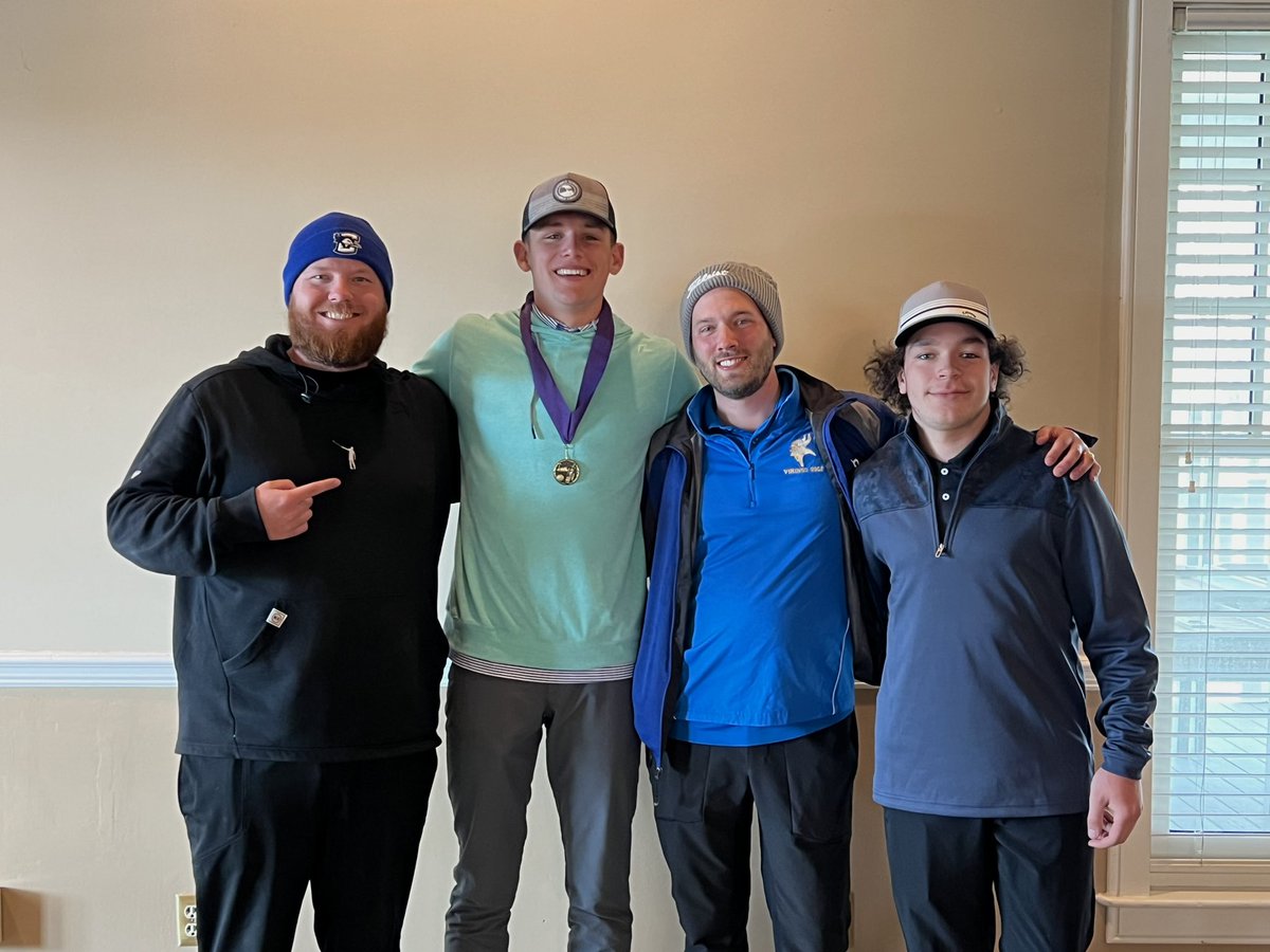 Congratulations are in order for 
Garrett P, who won the @OmahaPubSchool Boys Varsity Golf Invite at Field Club today with a score of 80! #place2be 💙💛💙💛