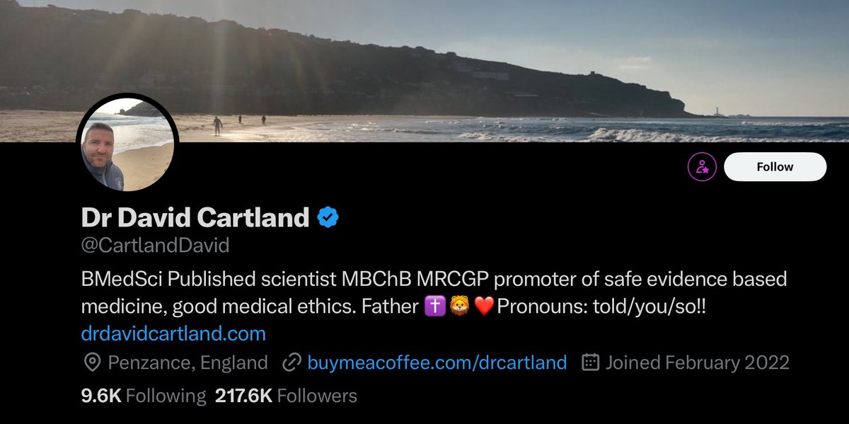 And here's @CartlandDavid — “safe evidence-based medicine” by day, and despicable lies about his fellow medics by night. Just incredible. He's got the wrong letters after his name, that's for sure. cc: @DrRanj