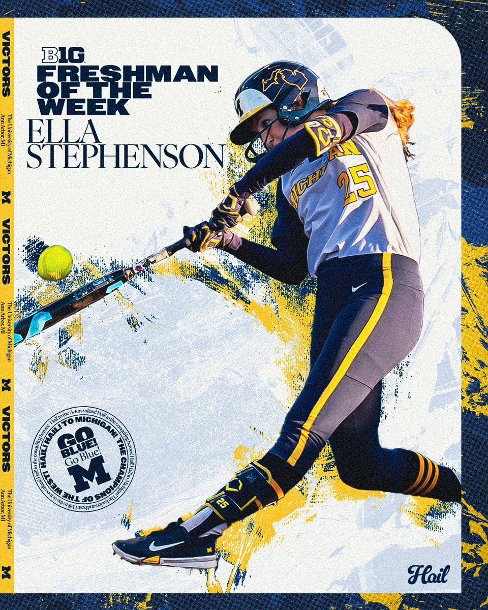 For the third time in four weeks, Wolverine @e_stephenson25 is the Big Ten Freshman of the Week! Batted .462 last week with three extra-base hits and seven RBI. Posted two triples and a homer in the series finale vs Nebraska. Release: myumi.ch/ny8P5