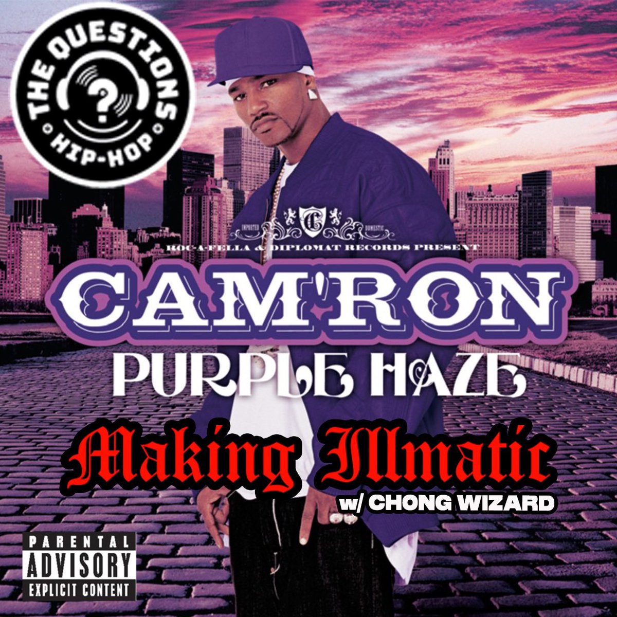 👀 New episode this week: Making Illmatic w/ guest @DJChongWizard and the album @seandammit @MidaZ are cracking open is Cam’ron’s ‘Purple Haze’ bit.ly/QuestionsPodca… @StonyIslandPods