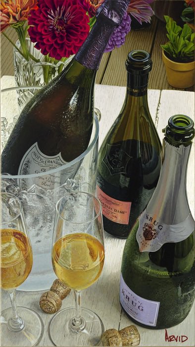 'Life without art is like dinner without wine. Why bother.” These are oil paintings. Discover more paintings by Thomas Arvid cordair.com. Which wine is your favorite?