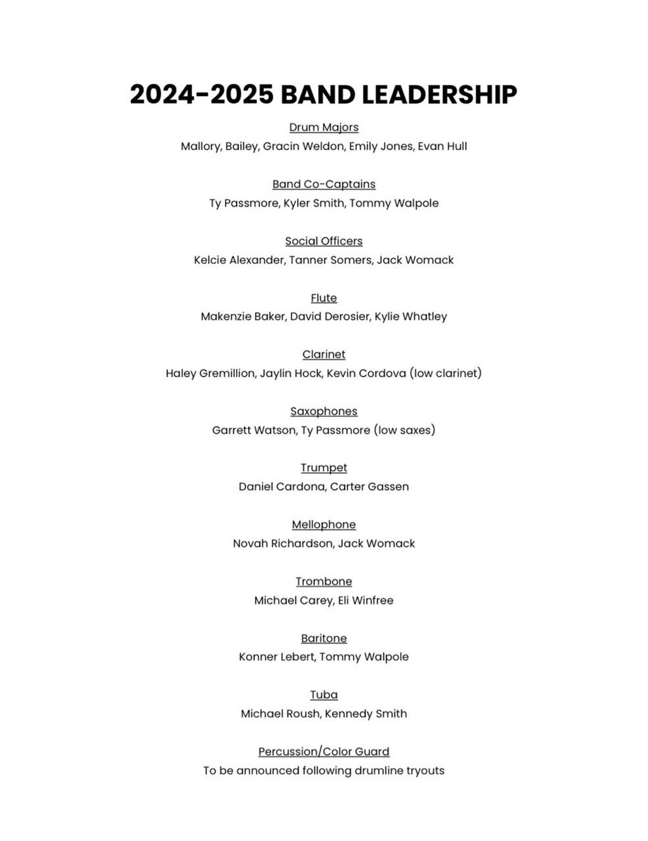 Congratulations to our new leadership team! We are looking forward to another great season!