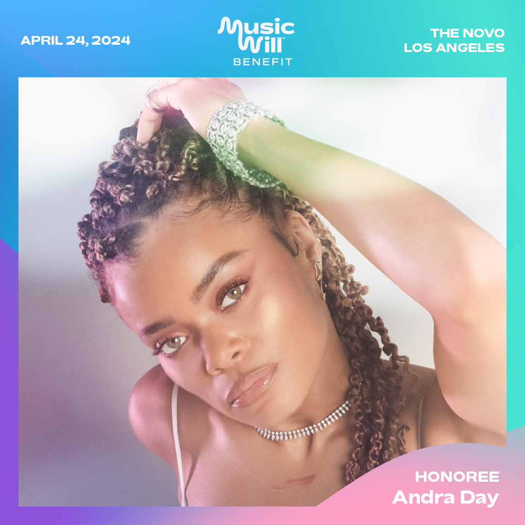 We are thrilled to announce that @AndraDayMusic will receive the Spirit Award at our April 24 Benefit at The Novo, LA! Her talent inspires millions. Join us in celebrating her and helping support the lives of children through the power of music education! MusicWill.org