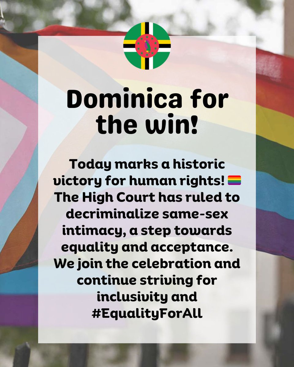 Congratulations to the organizations involved and to the LGBTI community in Dominica!💪🏾🇩🇲🏳️‍🌈