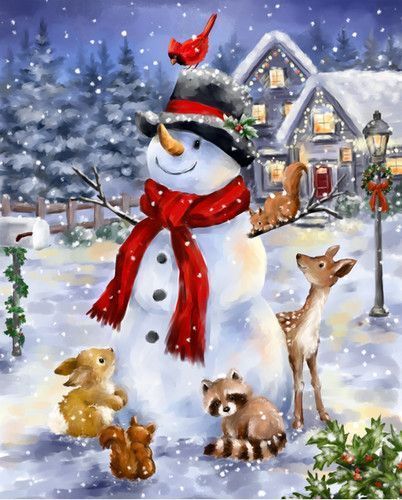 buff.ly/3To3vRD Snowman with Forest Friends 35in x 44in Panel Theme: Christmas #snowman #winter #forestanimals #cottonfabric #craftpanel #GabbysQuilts #website