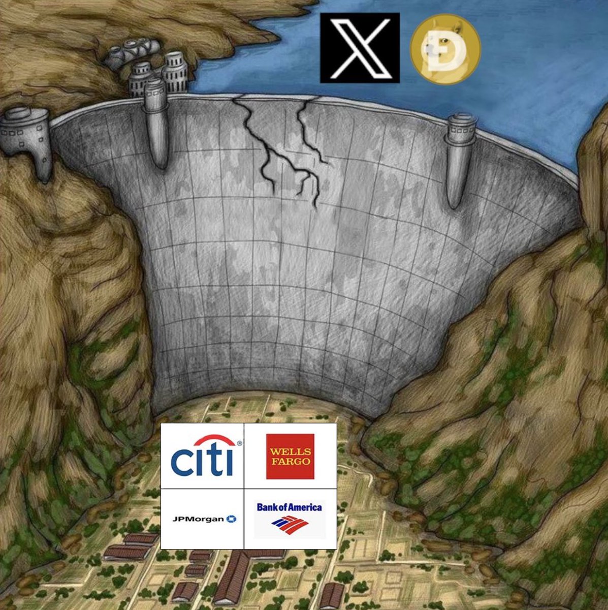 that dam is cracking faster and faster.. #Dogecoin 😮