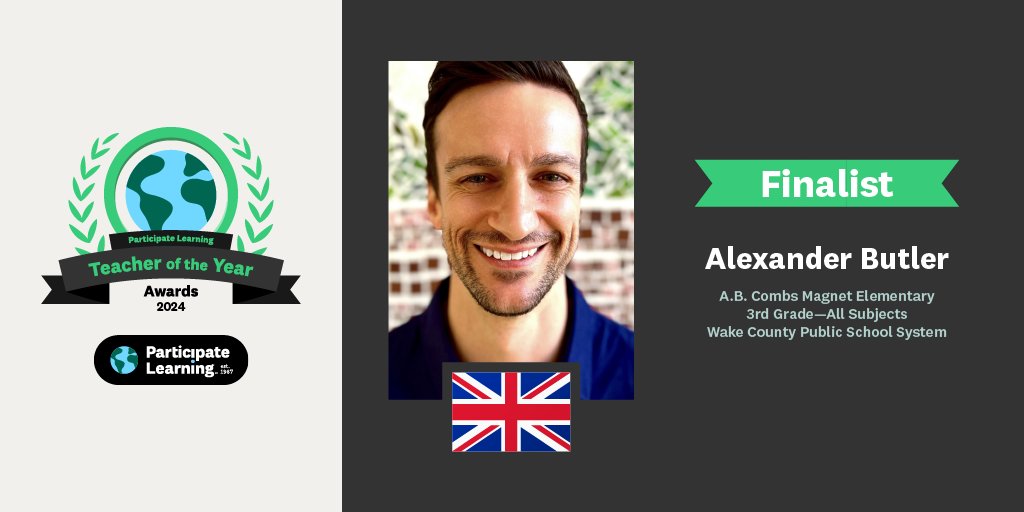 Meet Alexander Butler, the first of 16 finalists for the #TeacherOfTheYear awards! 👨‍🏫🇬🇧 As a third-year Ambassador Teacher at A.B. Combs Magnet Elementary, Alexander's dedication to #GlobalEd and cultural exchange is reshaping how his students engage with the world! 🌟🌎