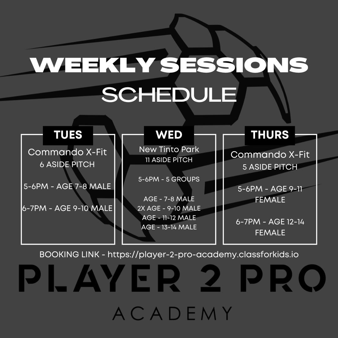 Next months booking are now LIVE!! Please note additional 7-8 & 9-10 sessions added to the schedule ⚽️ Spaces are going quick so get in there fast ‼️ player-2-pro-academy.classforkids.io/?fbclid=PAZXh0…