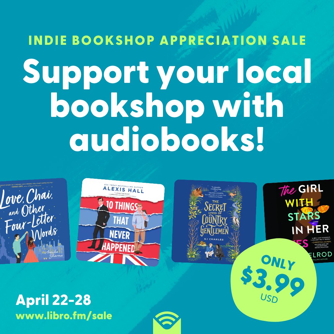 Bulk up your TBR during @librofm's Indie Bookshop Appreciation Sale, featuring some of our bestselling audiobooks for $3.99! 🎧📚 #IndieBookstoreDay 👇 Follow the link below to shop the sale NOW through the 28th 👇 bit.ly/49JBtWJ