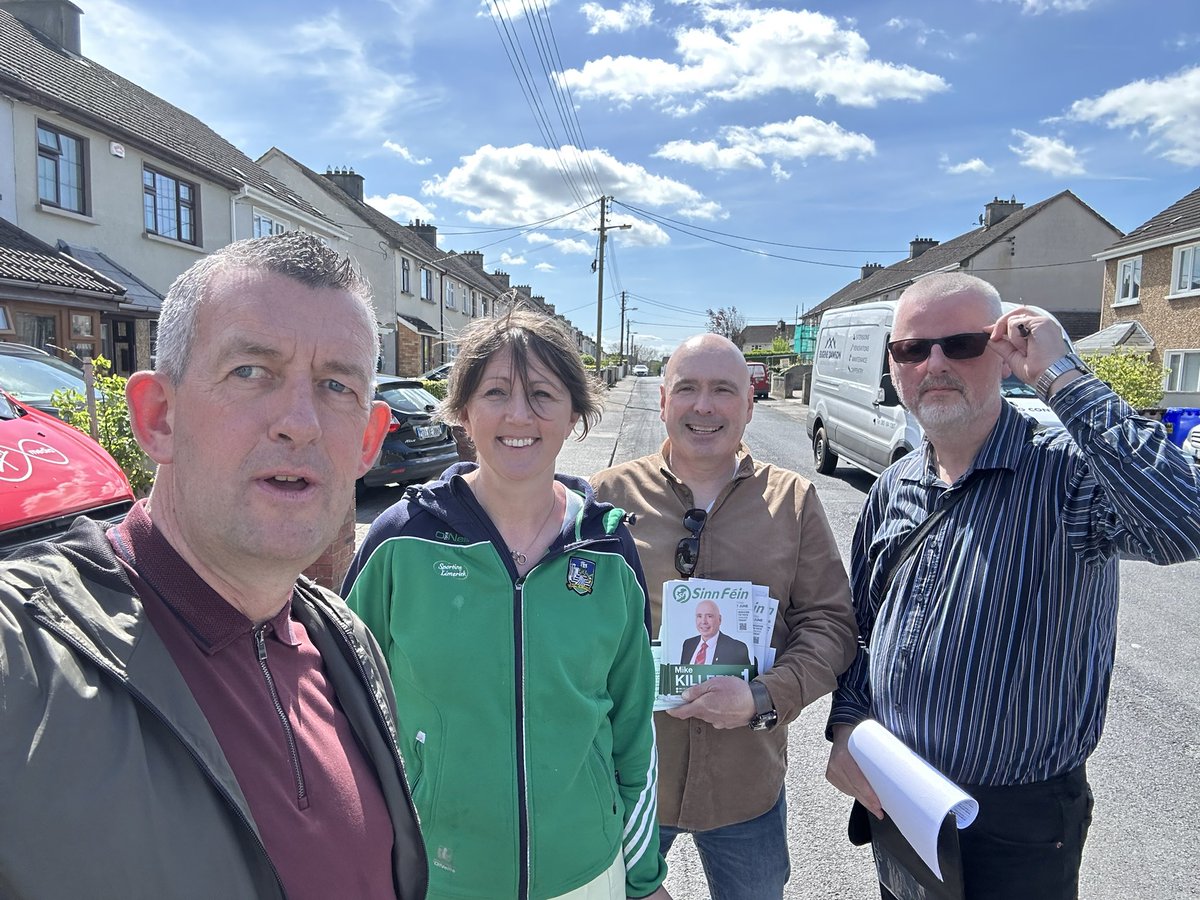 Lovely day in #Limerick - Lynwood Park this afternoon with Mike Killeen - then BloodMill Road with Danielle O'Shea - ASHBROOK, Ennis RD tonight with Cllr Sharon Benson - Good interaction with people across Limerick #Maurice4Mayor #ChangeStartsHere #LE24 #EU24 #LimerickMayor