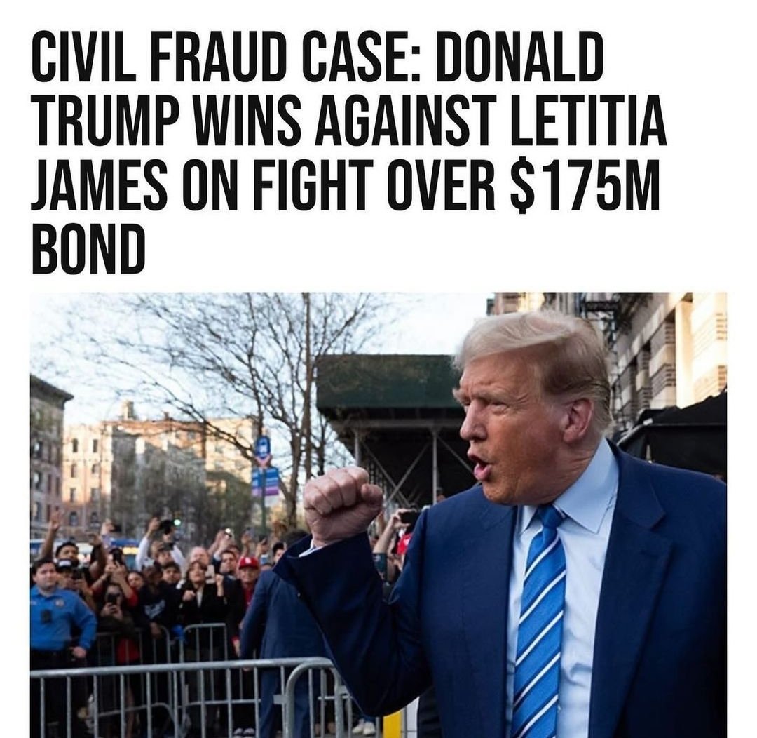 🚨🚨🚨 Just in! President Trump WINS against Letitia James on fight over $175 Million bond!!