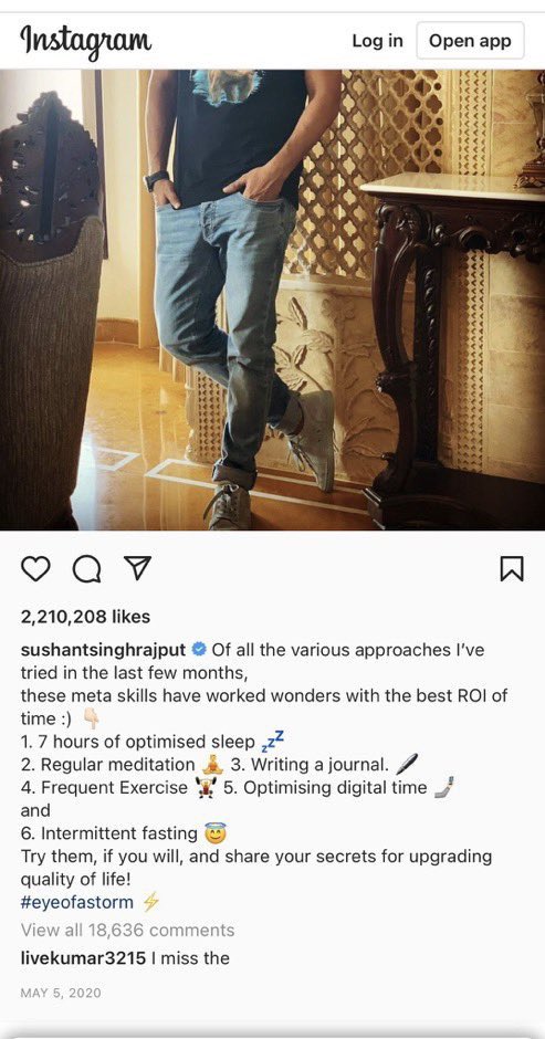 Sushant Lived N Loved Life On May 5’20 .@itsSSR posted about meta skills to improve quality of life. He was planning to start his workout & transcendental meditation from 29th June. He loved his life & was planning ahead. Why was fake su!cide narrative pushed? @CBIHeadquarters