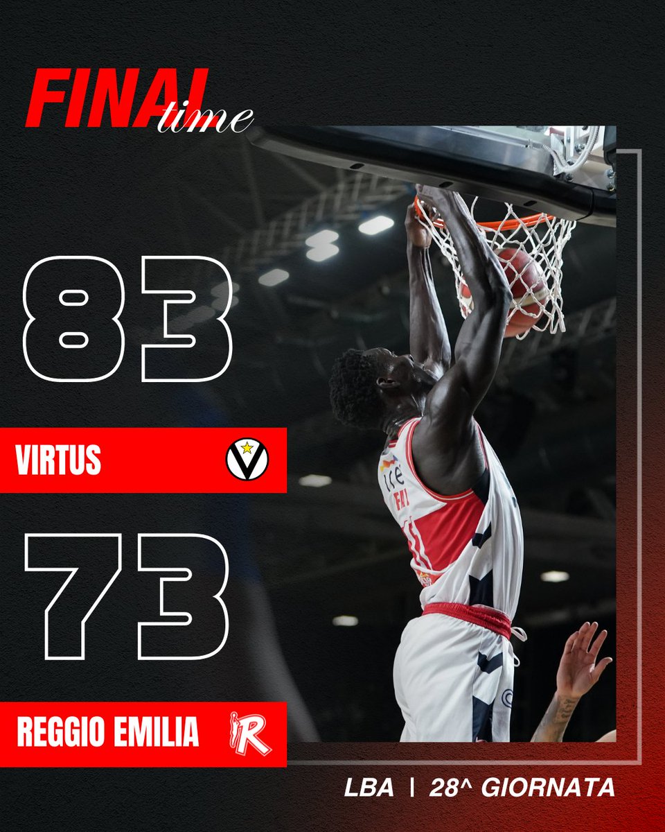 I biancorossi lottano fino alla fine alla Segafredo Arena, perdendo anche Smith per infortunio durante il secondo tempo, ma alla fine è la Virtus ad avere la meglio per 83-73. 📊 Weber 14, Galloway 12, Faye 4, Smith 4, Uglietti 7, Atkins 2, Black 11, Vitali 8, Grant 4, Chillo 7.