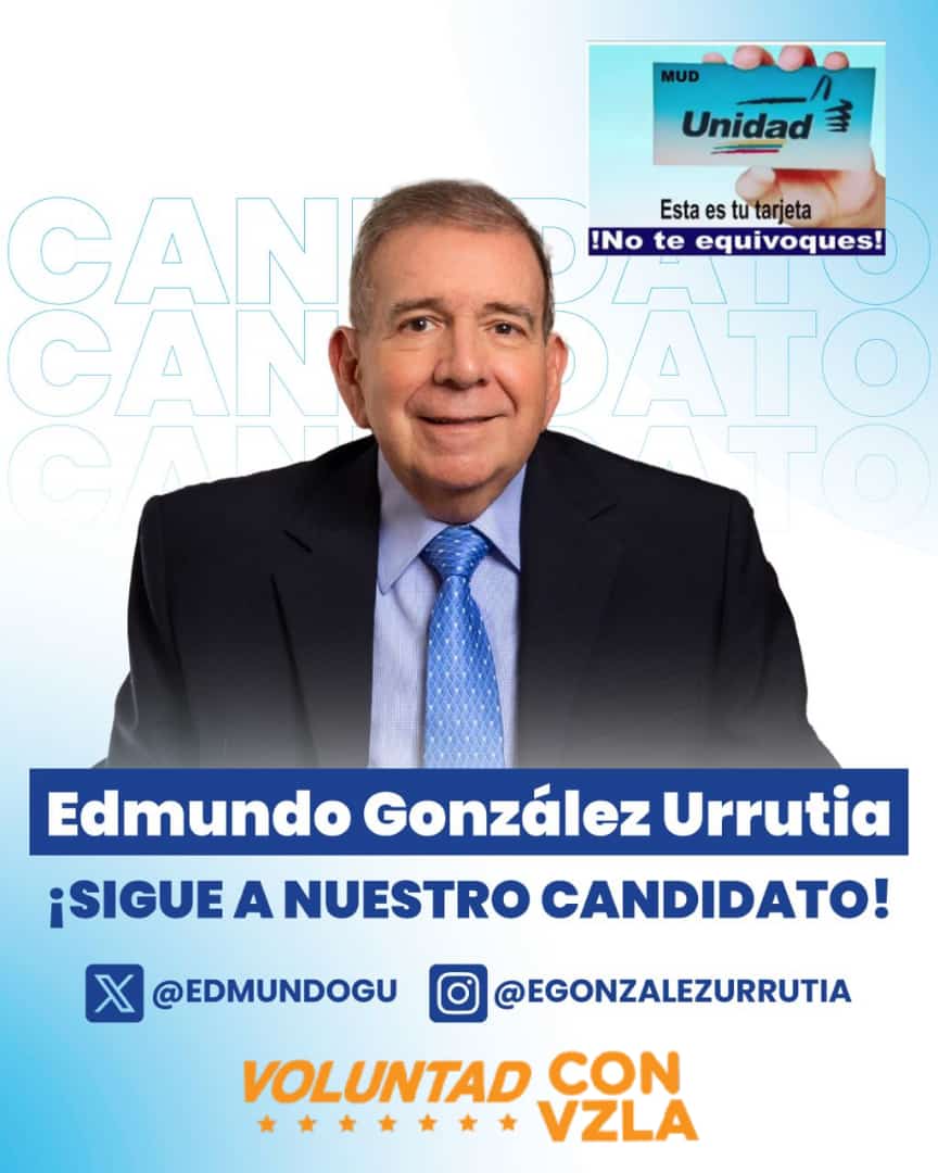 ¿Ya sigues a nuestro candidato presidencial Edmundo González (egonzalezurrutia)? 🤔 Estas son sus únicas redes sociales. 📲. ¡No te dejes confundir por los bots del régimen! #EdmundoPaTodoElMundo. 🇻🇪.