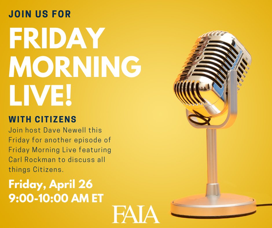 This week, join host Dave Newell for another episode of Friday Morning Live as he discusses @citizens_fla latest updates on depopulation, legislative changes, and the new clearinghouse platform with Carl Rockman. Register online today: tinyurl.com/33z8823u